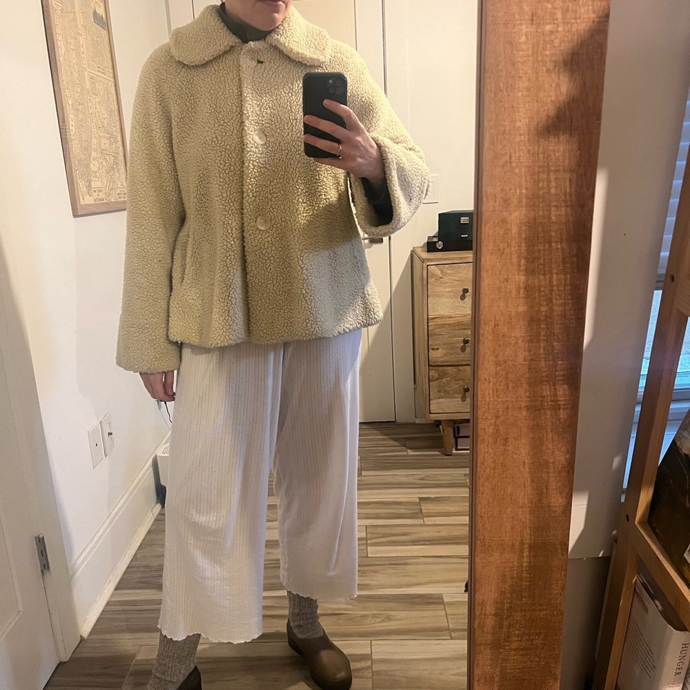 Vintage orvis cream Sherpa collared coat size medium
